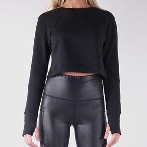 Black French Terry Crop Top